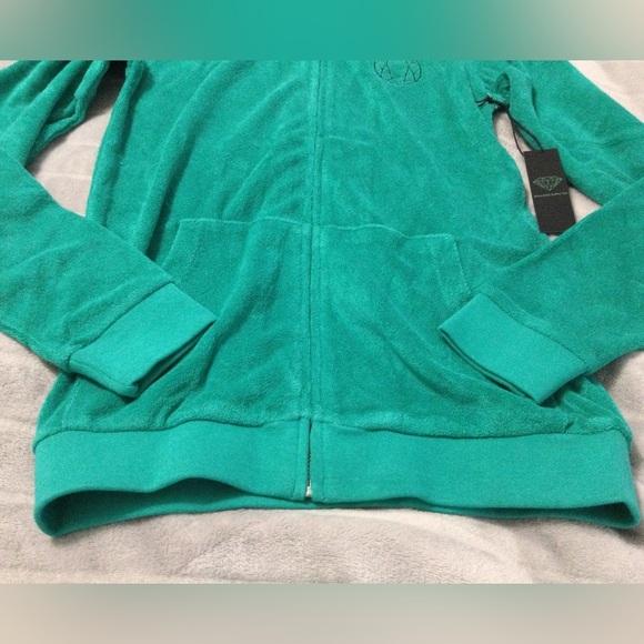 DIAMOND SUPPLY CO WOMEN’S TEARDROP TURQUOISE ZIP-UP HOODIE SIZE XS - Picture 3 of 8